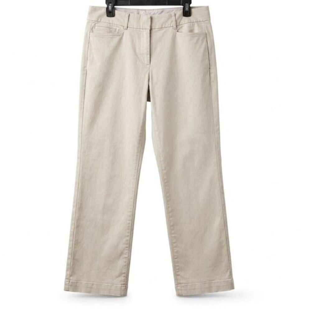 Jm Collection Womens Trousers Pants Beige Waistband Straight Leg Sz 12 Short